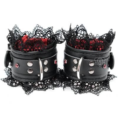 Gothic Vampire Leather Velvet Bondage Cuffs