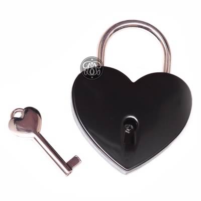 Large Black Heart Love Lock