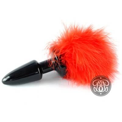Fluffy Bunny Tail Anal Plug - Red