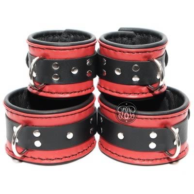 Red Classic Kink Wrist and Ankle Cuffs
