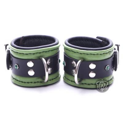 Green Machine Leather Bondage Cuffs