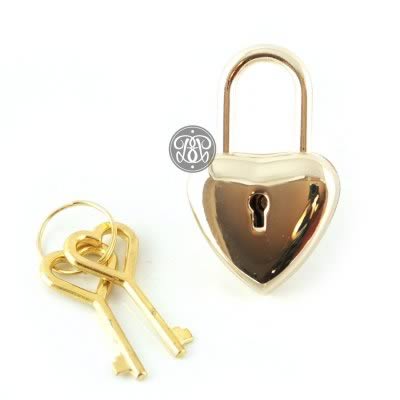 Long Heart Padlock - Gold