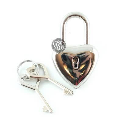 Long Heart Padlock - Silver