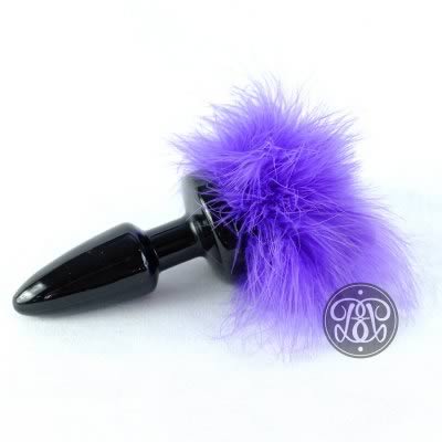 Fluffy Bunny Tail Anal Plug - Purple