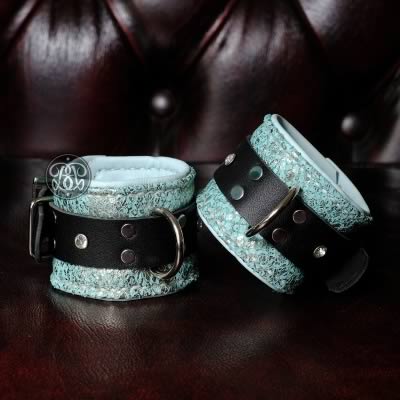 Mermaid Scales Leather Bondage Cuffs