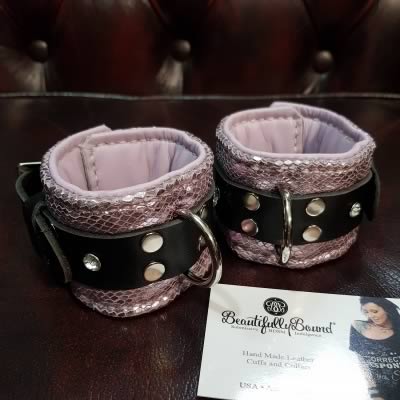 Mauve Mermaid Leather Bondage Cuffs