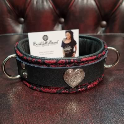 Bound Heart Leather and Lace Submissive Collar