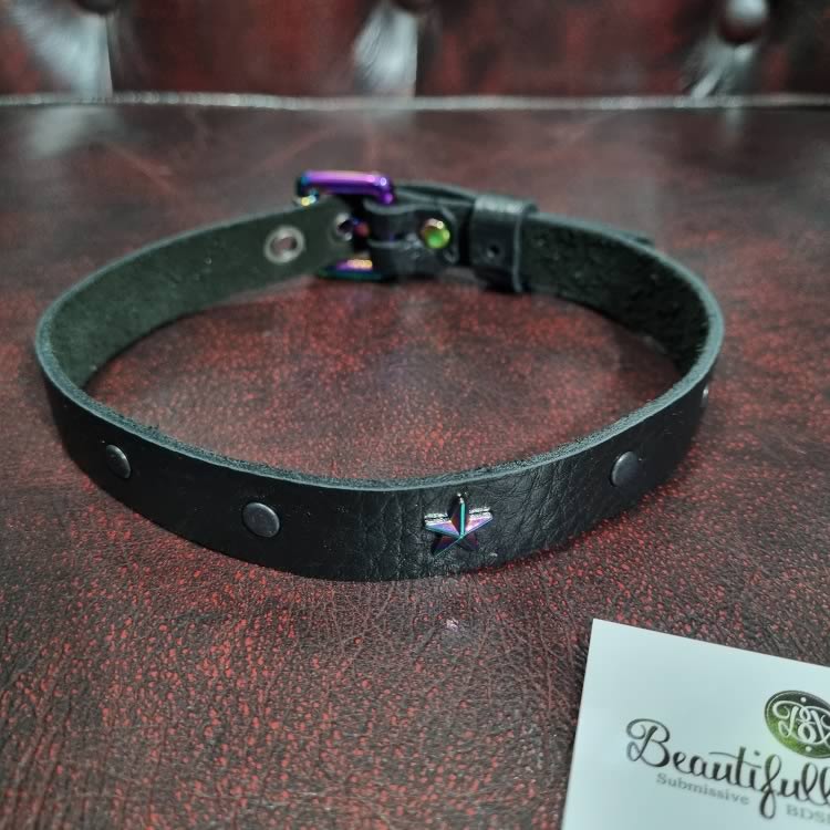 Rainbow Heart Submissive Collar