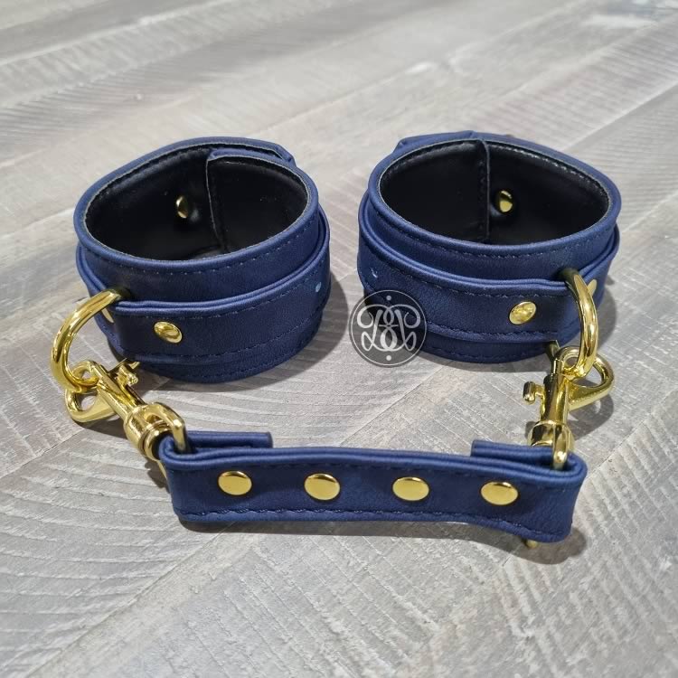 Blue Faux Suede Bondage Cuffs