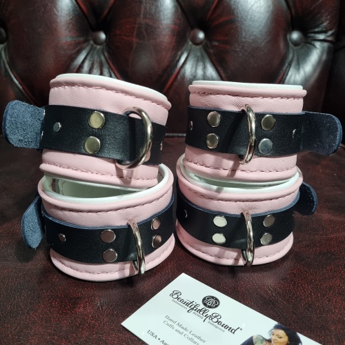 Fairy Floss Leather Bondage Cuffs