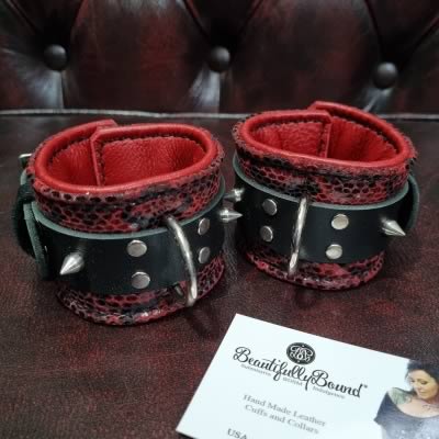 Hell Fire Leather Bondage Cuffs