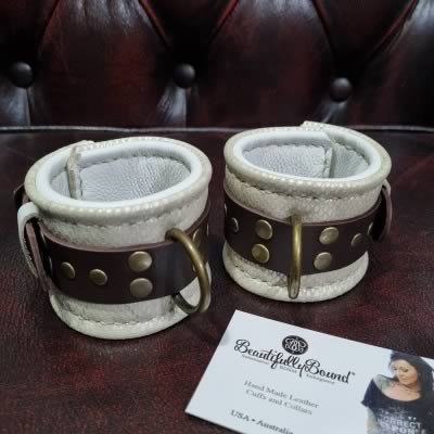 Snow Snake Leather Bondage Cuffs